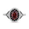 Zales Enchanted Disney Villains Evil Queen Oval Garnet And 1 Ct. T.W. Diamond Frame Engagement Ring In 14K White Gold Rings