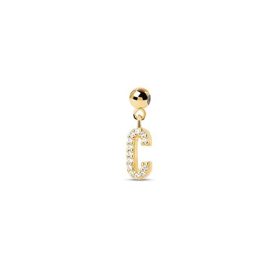 Zales Pdpaola At Zales Cubic Zirconia Letter "C" Initial Bead Charm In Sterling Silver With 18K Gold Plate Necklaces