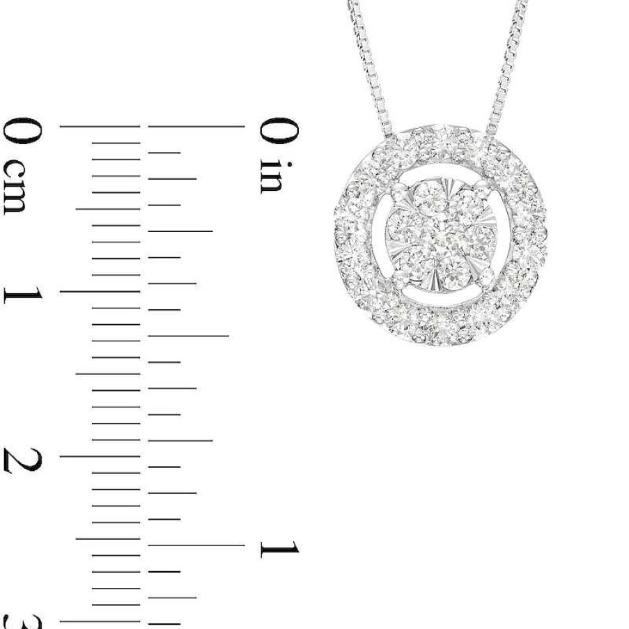 Zales 1 Ct. T.W. Multi-Diamond With Halo Pendant In 10K White Gold Necklaces