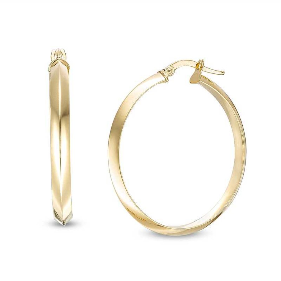 Zales 30.0Mm Knife Edge Tube Hoop Earrings In 10K Gold Earrings