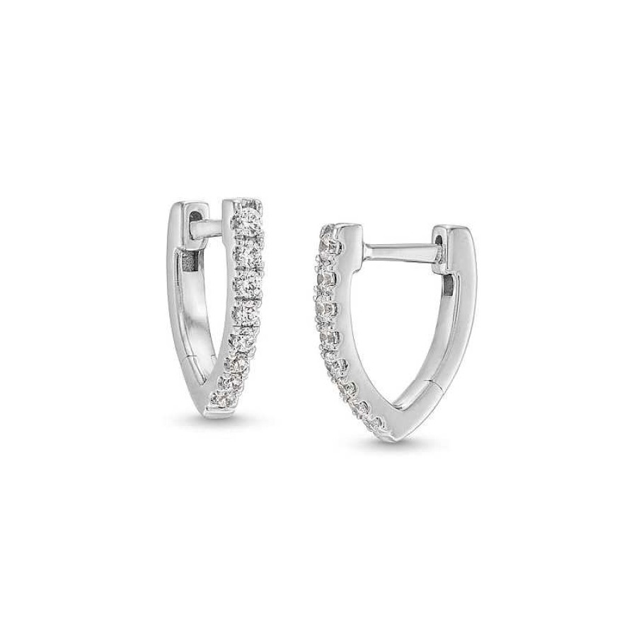 Zales 1/5 Ct. T.W. Diamond Wishbone-Shaped Huggie Hoop Earrings In Sterling Silver Earrings