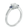 Zales 6.25Mm Lab-Created White And Blue Sapphire Vintage-Style Three Stone Ring In Sterling Silver Rings