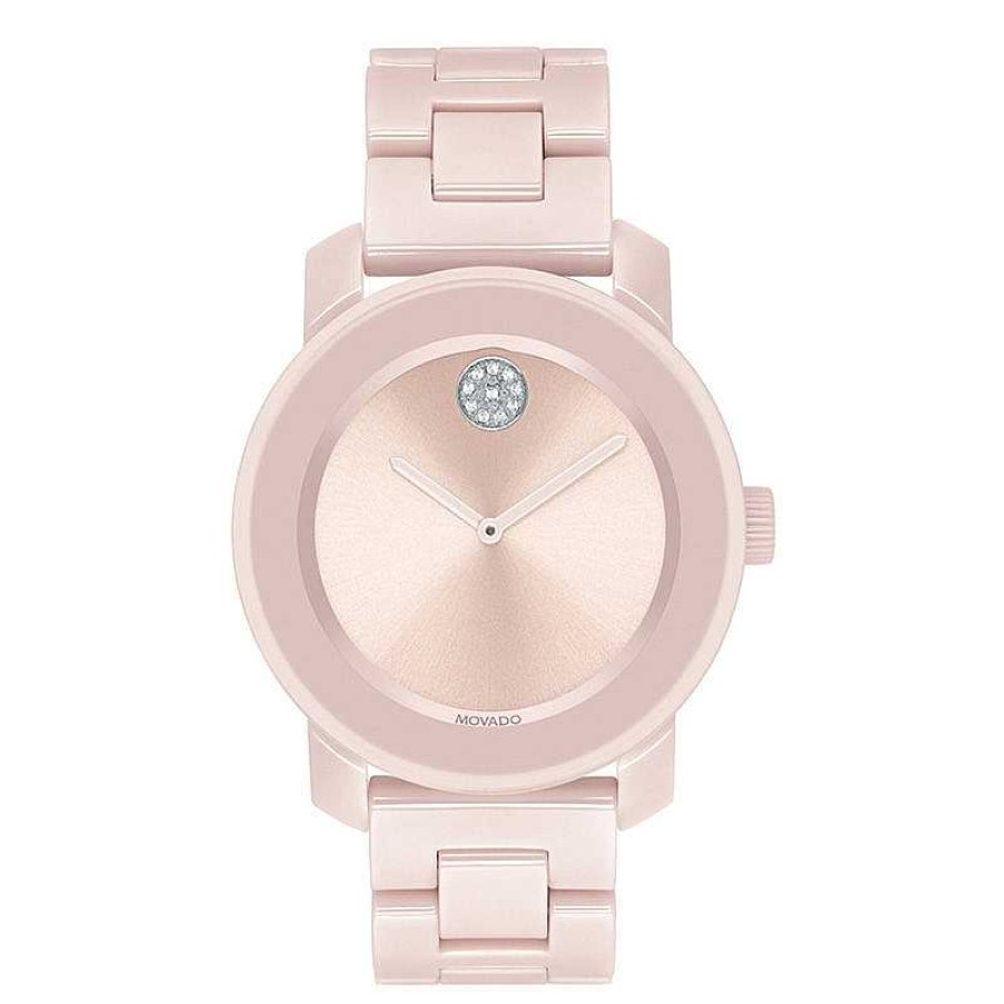 Movado Ladies' Movado Bold®Crystal Accent Rose-Tone Ceramic Watch (Model: 3600536) Watches