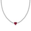 Zales 10.0Mm Heart-Shaped Lab-Created Ruby And White Lab-Created Sapphire Necklace In Sterling Silver 15" Necklaces