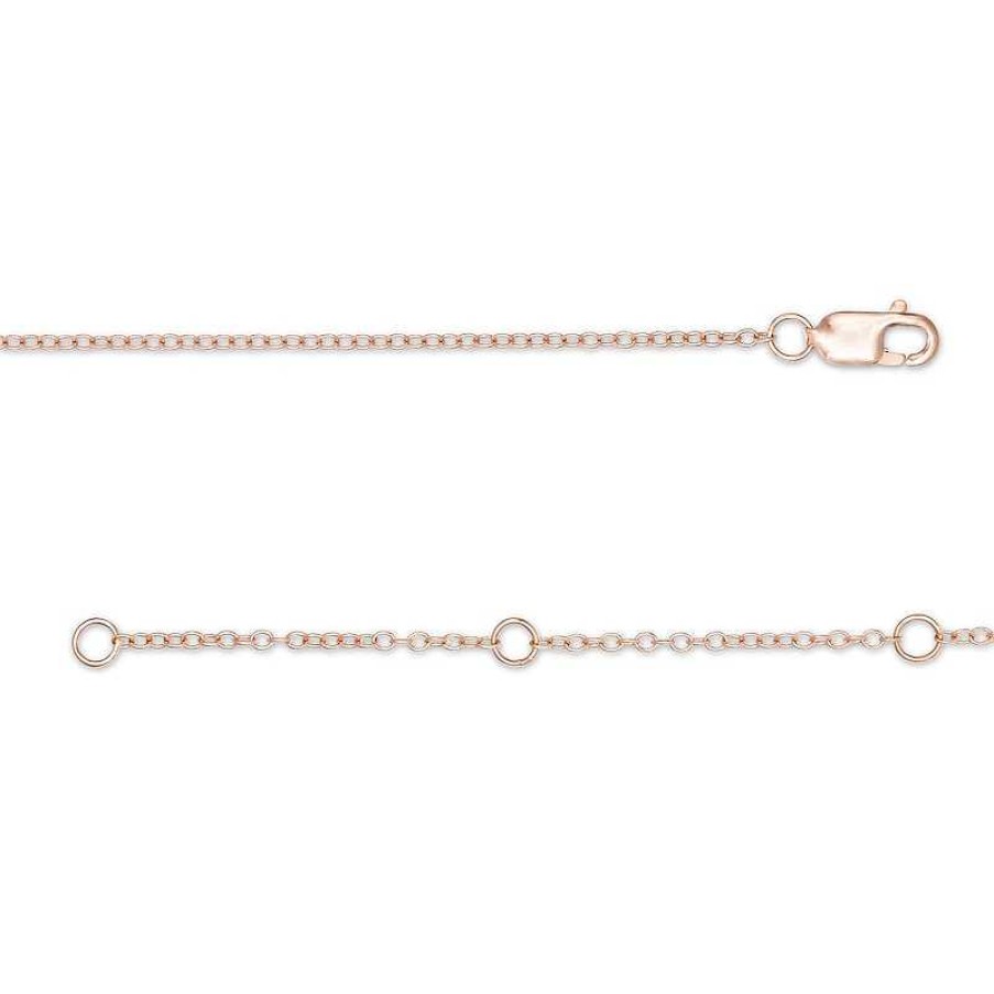 Zales 1/10 Ct. T.W. Diamond "Love" Charm Anklet In 10K Rose Gold - 10" Bracelets