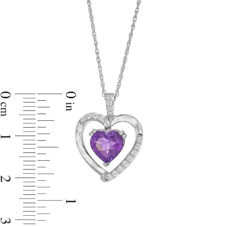 Zales Heart-Shaped Amethyst And White Lab-Created Sapphire Pendant, Ring And Earrings Set In Sterling Silver Earrings