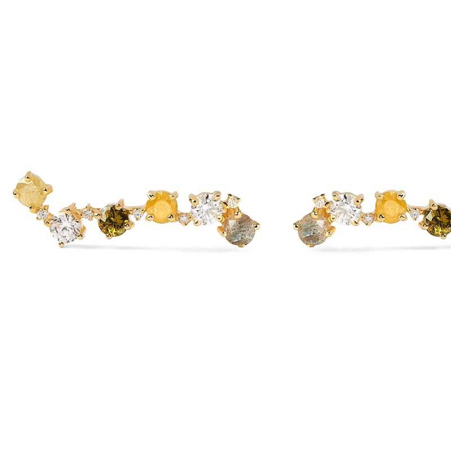 Zales Pdpaola At Zales Labradorite And Cubic Zirconia Crawler Earrings In Sterling Silver With 18K Gold Plate Earrings