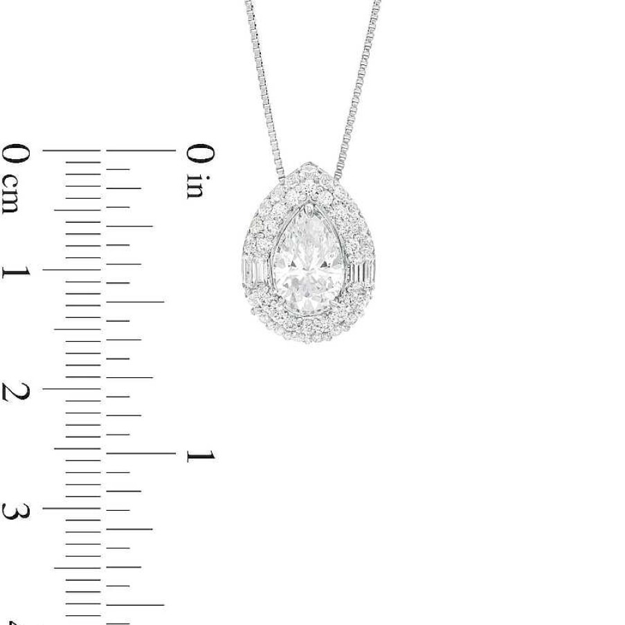 Zales 1 Ct. T.W. Certified Pear-Shaped Lab-Created Diamond Double Frame Pendant In 14K White Gold (F/Si2) Necklaces