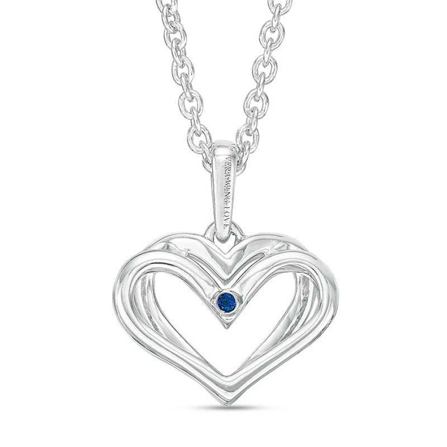 Zales The Kindred Heart From Vera Wang Love Collection 1/10 Ct. T.W. Diamond Mini Pendant In Sterling Silver - 19" Necklaces