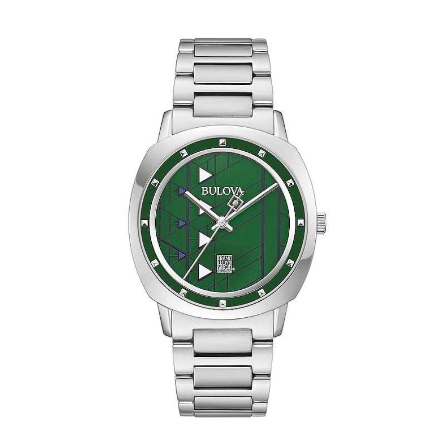 Bulova Men'S Bulova Frank Lloyd Wright Watch With Green Dial (Model: 96A286) Watches