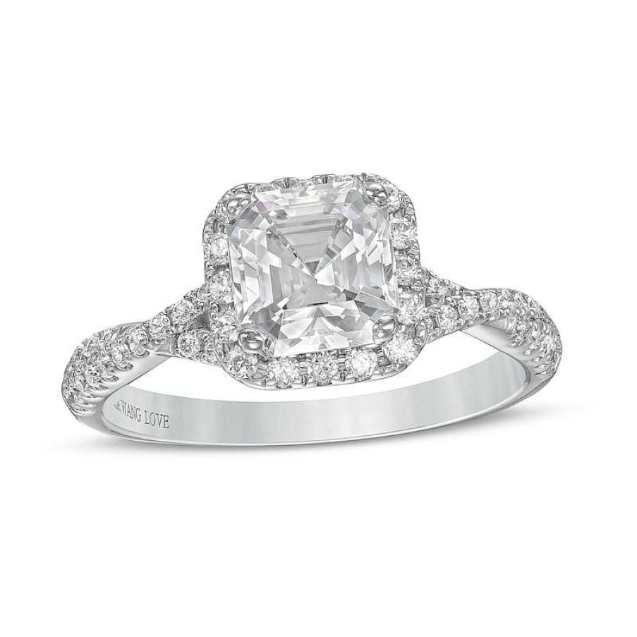 Zales Vera Wang Love Collection 1-1/3 Ct. T.W. Certified Asscher-Cut Diamond Frame Engagement Ring In 14K White Gold (I/Si2) Rings