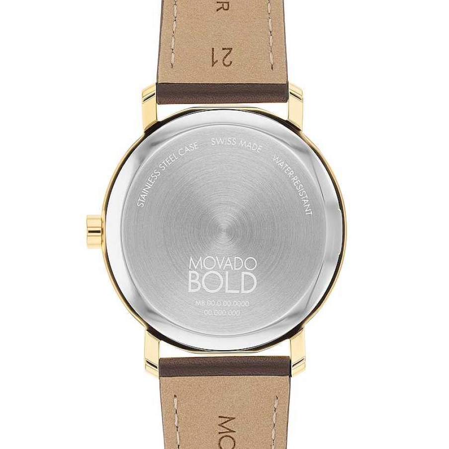 Movado Men'S Movado Bold® Evolution Gold-Tone Ip Brown Strap Watch With Textured Tonal Gold-Tone Dial (Model: 3601094) Watches