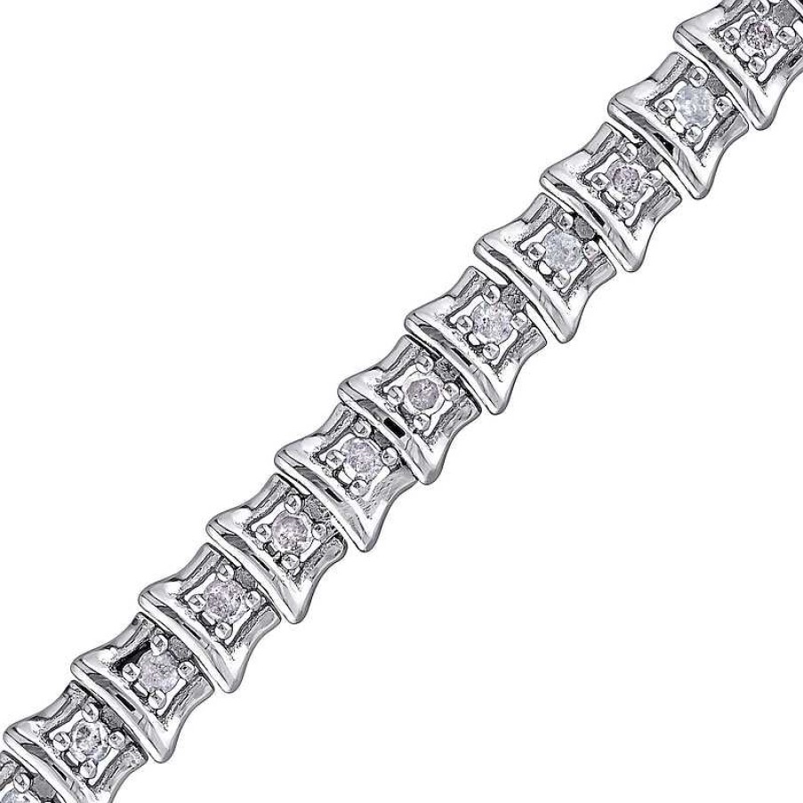 Zales 1 Ct. T.W. Diamond Rectangle Frame Link Bracelet In Sterling Silver - 7.25" Bracelets