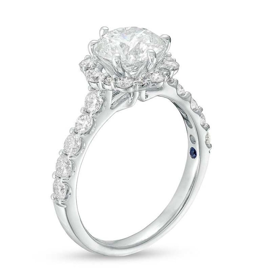 Zales True Lab-Created Diamonds By Vera Wang Love 2-1/3 Ct. T.W. Flower Frame Engagement Ring In 14K White Gold (F/Vs2) Rings