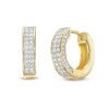 Zales Men'S 3/8 Ct. T.W. Diamond Double Row Profile Huggie Hoop Earrings In 10K Gold Earrings