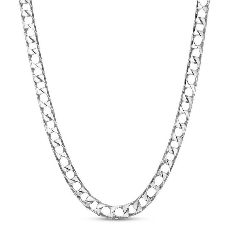 Zales 4.9Mm Diamond-Cut Curb Chain Necklace In Solid Sterling Silver - 22" Necklaces