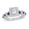 Zales Vera Wang Love Collection 1 Ct. T.W. Princess-Cut Diamond And Blue Sapphire Engagement Ring In 14K White Gold Rings