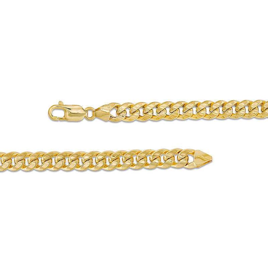 Zales Men'S 7.6Mm Cuban Curb Chain Necklace In Hollow 10K Gold - 22" Necklaces