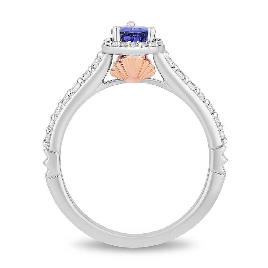 Zales Enchanted Disney Ariel Pear-Shaped Tanzanite And 1/3 Ct. T.W. Diamond Frame Engagement Ring In 14K Two-Tone Gold Rings