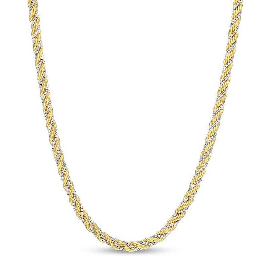 Zales 2.43Mm Cashmere Rope Chain Necklace In Hollow 10K Two-Tone Gold - 20" Necklaces