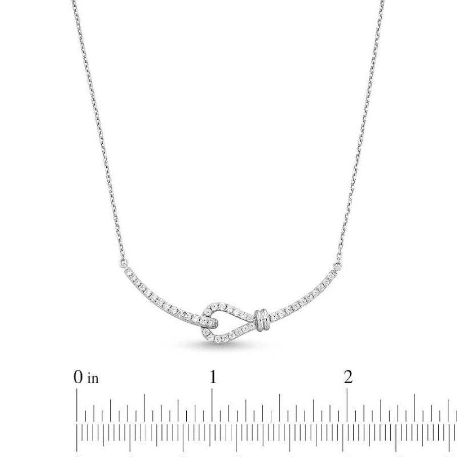 Zales 1/3 Ct. T.W. Diamond Sideways Slip Knot Necklace In Sterling Silver Necklaces