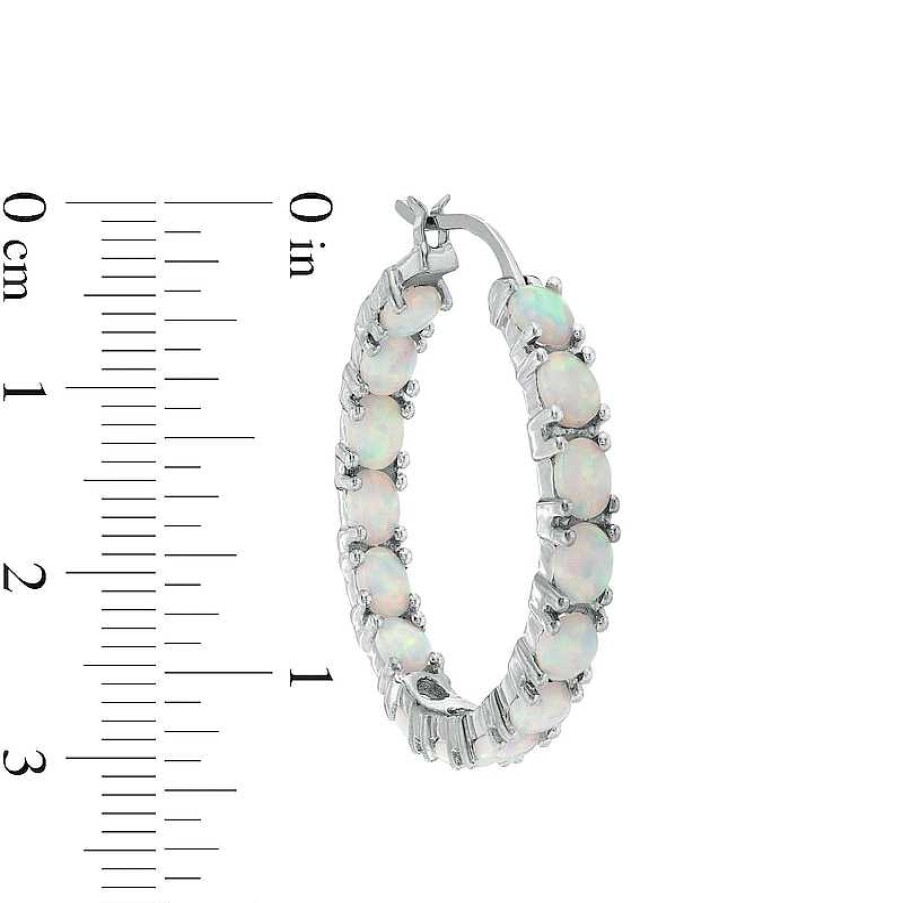 Zales Oval Lab-Created Opal Inside-Out Hoop Earrings In Sterling Silver Earrings