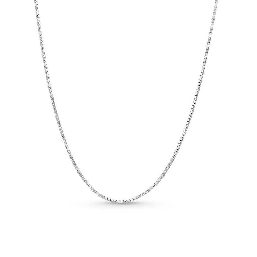 Zales 0.7Mm Box Chain Necklace In Solid 14K White Gold - 16" Necklaces