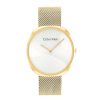 Calvin Klein Ladies' Calvin Klein Gold-Tone Ip Mesh Watch With White Dial (Model: 25200246) Watches