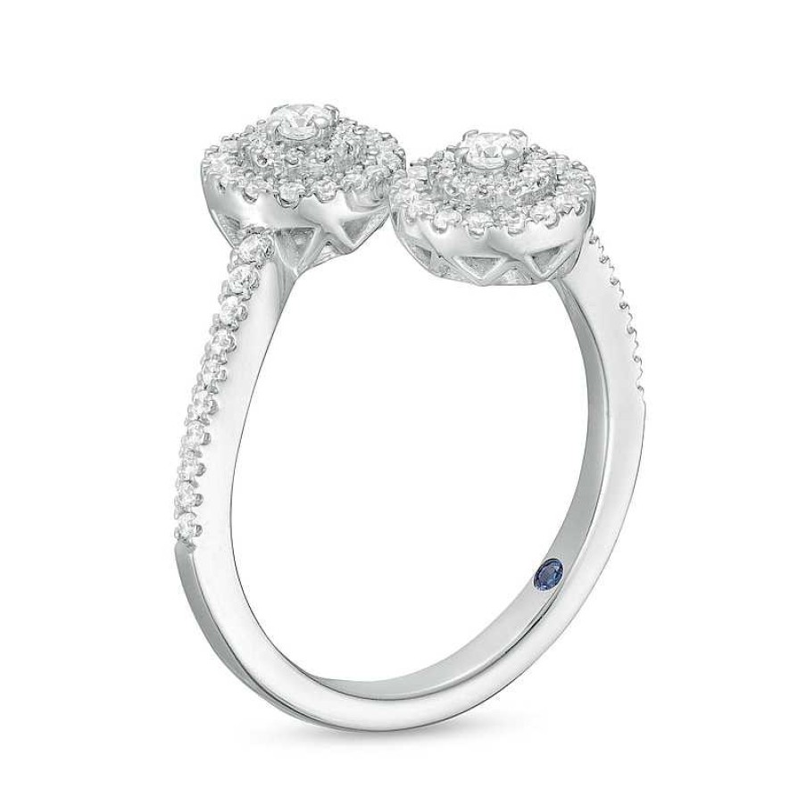 Zales Vera Wang Love Collection 3/8 Ct. T.W. Diamond Double Frame Bypass Open Shank Ring In 10K White Gold Rings