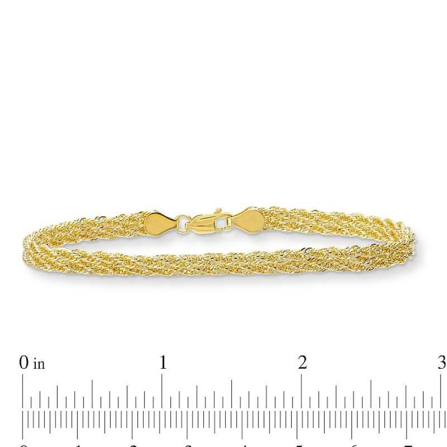 Zales 2.0Mm Braided Rope Chain Bracelet In Hollow 10K Gold - 7.5" Bracelets