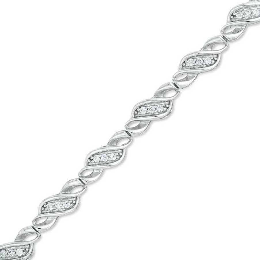 Zales 1/2 Ct. T.W. Diamond Cascading Three Stone Bracelet In Sterling Silver Bracelets