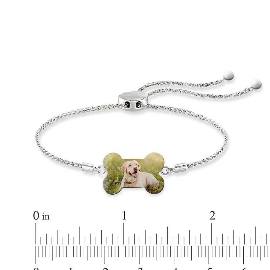 Zales Engravable Photo Dog Bone Bolo Bracelet In Sterling Silver (1 Image And Line) Bracelets