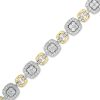 Zales 2-1/2 Ct. T.W. Diamond Square Alternating Link Bracelet In 10K Two-Tone Gold Bracelets