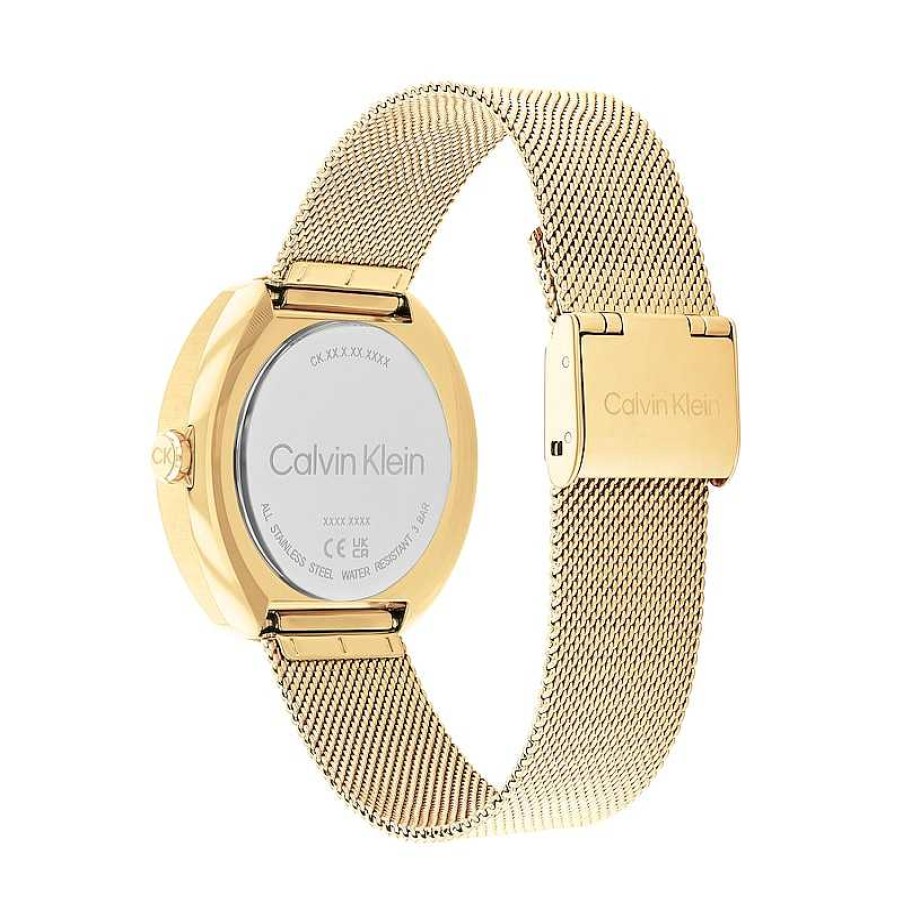 Calvin Klein Ladies' Calvin Klein Gold-Tone Ip Chronograph Mesh Watch With Sunray Dial (Model: 25200339) Watches