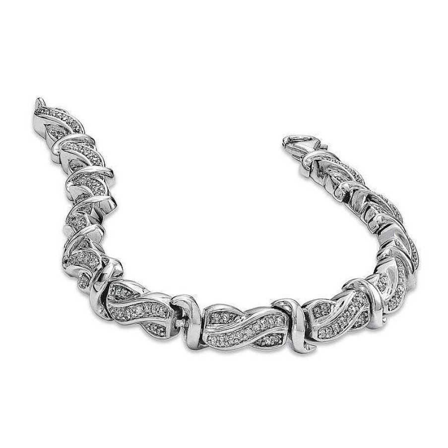 Zales 1 Ct. T.W. Princess-Cut Diamond Swirl Line Bracelet In Sterling Silver Bracelets