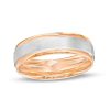 Zales Men'S 6.0Mm Brushed Satin Band In 14K Two-Tone Gold Rings