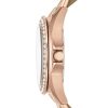 Fossil Ladies' Fossil Riley Crystal Accent Rose-Tone Chronograph Pink Leather Strap Watch With Champagne Dial (Model: Es3466) Watches