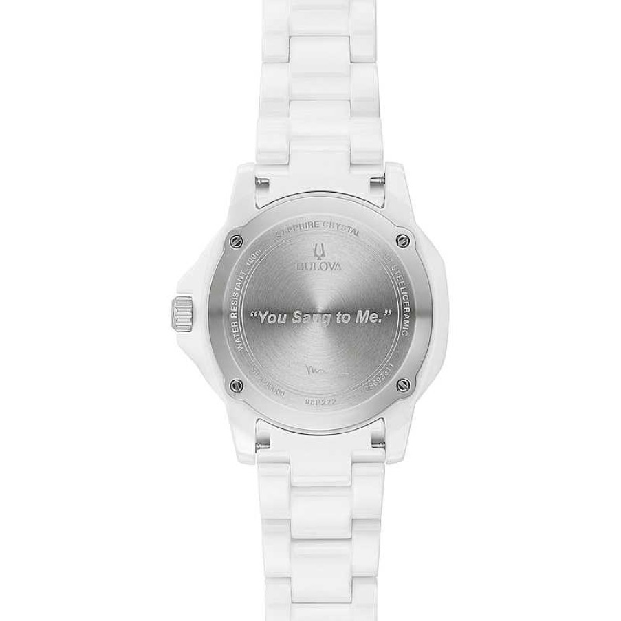 Bulova Ladies' Bulova Marc Anthony Diamond Accent White Ceramic Watch With White Dial (Model: 98P222) Watches