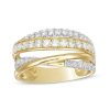 Zales 1 Ct. T.W. Diamond Cross-Over Multi-Row Ring In 10K Gold Rings