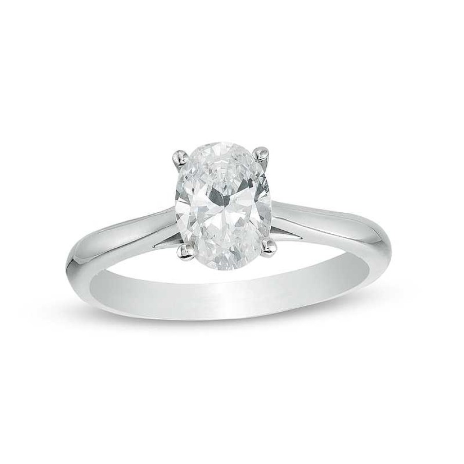 Zales 1 Ct. Certified Oval Diamond Solitaire Engagement Ring In 14K White Gold (I/I2) Rings