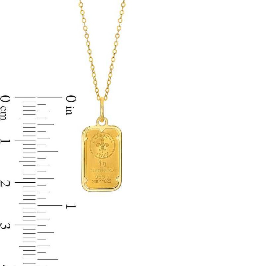 Zales 1 Gram Ingot Bar Pendant In 14K And 24K Gold Necklaces