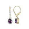 Zales Pear-Shaped Amethyst And White Lab-Created Sapphire Frame Drop Earrings In Sterling Silver With 18K Gold Plate Earrings