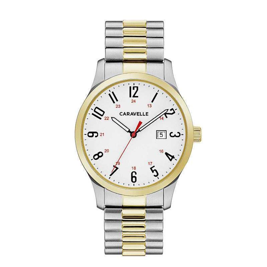 CARAVELLE Men'S Caravelle By Bulova Two-Tone Expansion Watch With White Dial (Model: 45B147) Watches