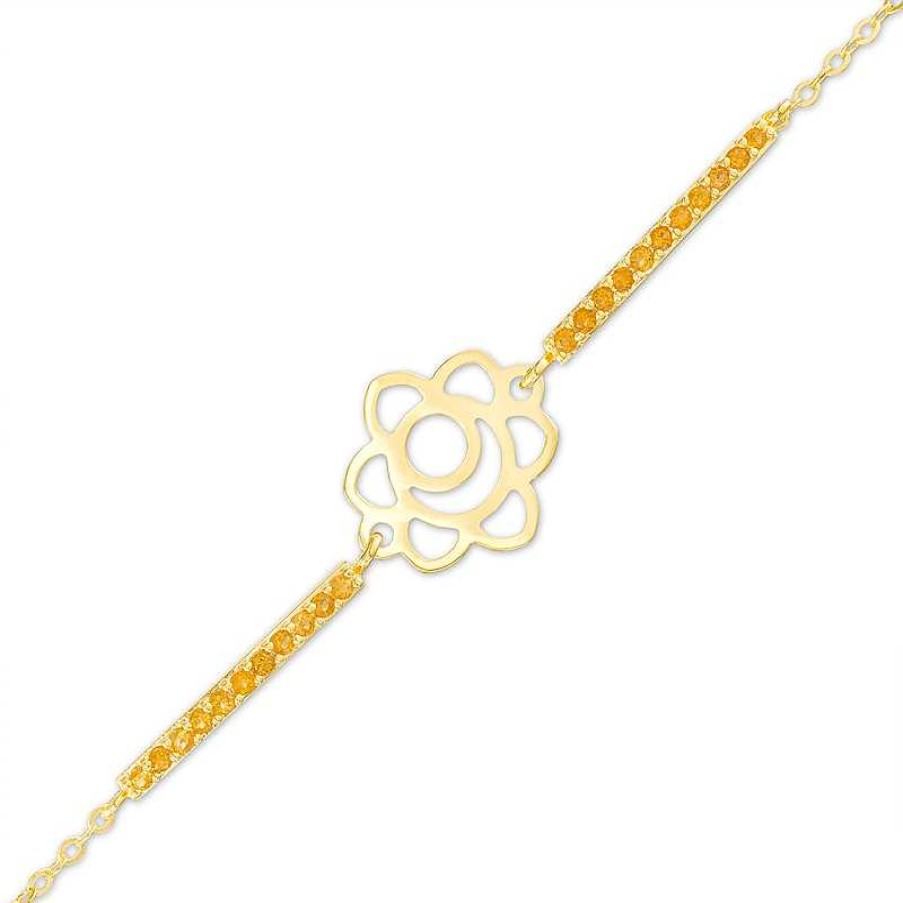 Zales Madeira Citrine Sacral Chakra Symbol Bracelet In Sterling Silver With 18K Gold Plate 7.75" Bracelets