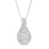 Zales 3/4 Ct. T.W. Baguette And Round Diamond Teardrop Frame Pendant In 10K White Gold Necklaces