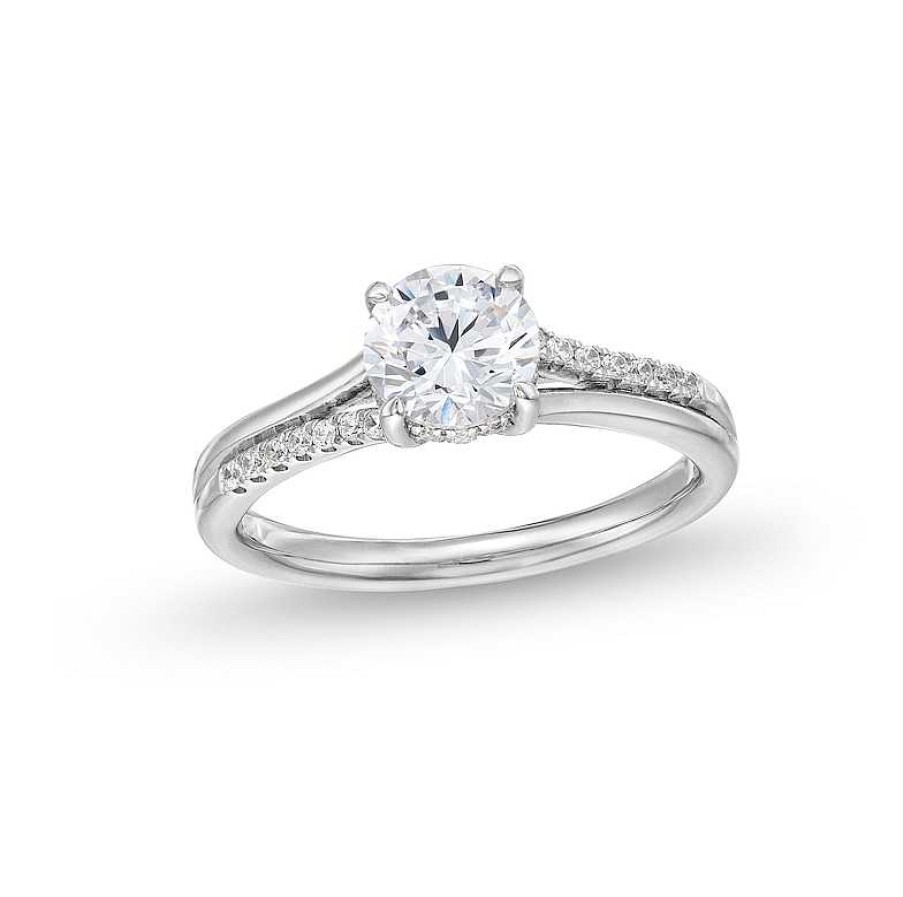 Zales 1 Ct. T.W. Diamond Split Shank Engagement Ring In 14K White Gold Rings