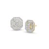 Zales 1/2 Ct. T.W. Princess-Shaped Multi-Diamond Double Octagonal Frame Stud Earrings In 10K Gold Earrings