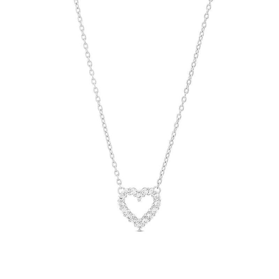 Zales 1/4 Ct. T.W. Certified Lab-Created Diamond Heart Outline Necklace In 14K White Gold (F/Si2) Necklaces