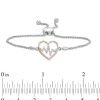 Zales 1/10 Ct. T.W. Diamond Heartbeat Bolo Bracelet In Sterling Silver And 10K Rose Gold - 9.5" Bracelets