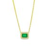 Zales Sideways Emerald-Cut Lab-Created Emerald And White Lab-Created Sapphire Frame Necklace In 10K Gold - 17" Necklaces